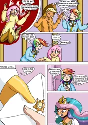 Size: 752x1063 | Tagged: applejack, artist:chaoticyume, comic, derpibooru import, fluttershy, human, humanized, letter, light skin, princess celestia, rainbow dash, safe