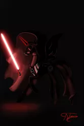 Size: 804x1209 | Tagged: artist:althyra-nex, crossover, darth luna, darth vader, derpibooru import, lightsaber, nightmare moon, princess luna, safe, sith, solo, star wars