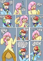 Size: 752x1063 | Tagged: artist:chaoticyume, comic, derpibooru import, fluttershy, human, humanized, light skin, rainbow dash, safe