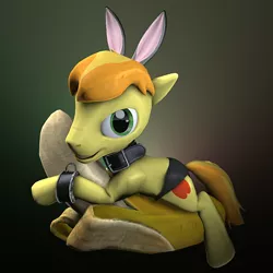 Size: 540x540 | Tagged: suggestive, artist:chaotrix, derpibooru import, braeburn, 3d, banana, bunny ears, choker, foodplay, male, solo, solo male, source filmmaker