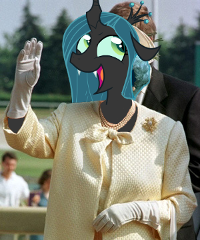 Size: 200x240 | Tagged: 4chan, awesome face, derpibooru import, edit, /mlp/, queen, queen chrysalis, queen elizabeth ii, safe