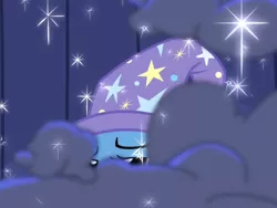 Size: 666x500 | Tagged: safe, derpibooru import, screencap, trixie, pony, unicorn, boast busters, cropped, female, lurking, mare, smoke, solo, sparkles