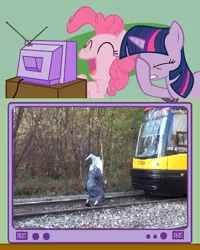 Size: 600x750 | Tagged: derpibooru import, exploitable meme, facehoof, fail, gandalf, human, irl, irl human, laughing, lord of the rings, meme, mixed reactions, obligatory pony, photo, pinkie pie, poland, safe, stupidity, train, tv meme, twilight sparkle, wizard, you shall not pass, youtube link