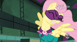 Size: 373x205 | Tagged: safe, derpibooru import, screencap, fluttershy, saddle rager, pegasus, pony, power ponies (episode), angry, animated, clothes, costume, cross-popping veins, female, flutterhulk, growth, holy fuck the choker actually broke, hulk out, mare, mask, muscle expansion, power ponies, solo focus, transformation, upset, vein bulge