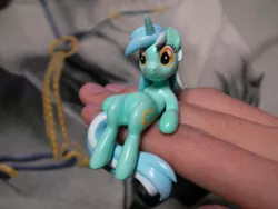 Size: 600x450 | Tagged: safe, derpibooru import, lyra heartstrings, craft, figurine, hand, irl, photo, sitting lyra