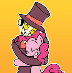 Size: 3000x3044 | Tagged: safe, artist:thematrixman, derpibooru import, pinkie pie, crossover, hug, smiling, superjail, warden