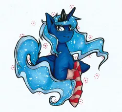 Size: 932x856 | Tagged: artist:majkarogo, clothes, derpibooru import, princess luna, safe, socks, solo, striped socks, traditional art