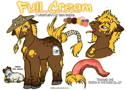 Size: 706x500 | Tagged: artist:striped-tie, beast, cat, derpibooru import, full cream, horns, hybrid, monster, necklace, nose ring, oc, reference sheet, safe, tentacles, unofficial characters only, wheat