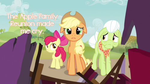 Size: 500x281 | Tagged: apple bloom, apple family reunion, applejack, derpibooru import, granny smith, pony confession, pony confessions, safe, tumblr