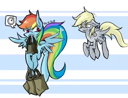 Size: 722x558 | Tagged: safe, artist:tarian, derpibooru import, derpy hooves, rainbow dash, pegasus, pony, carrying, female, flying, mare, pictogram