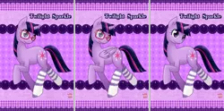 Size: 1940x960 | Tagged: safe, artist:norang94, derpibooru import, twilight sparkle, twilight sparkle (alicorn), alicorn, pony, adorkable, clothes, cute, dork, female, glasses, mare, smiling, socks, striped socks