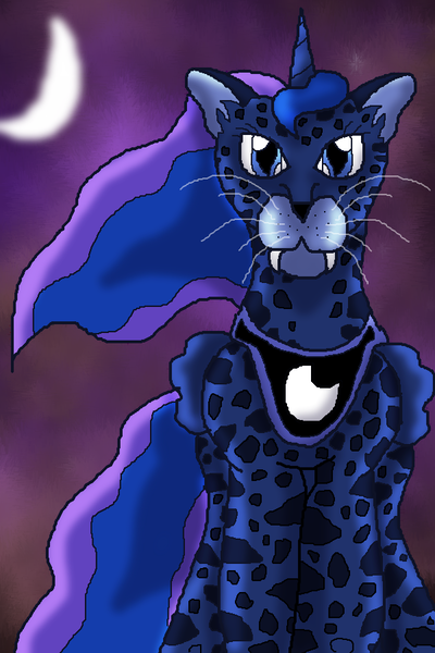 Size: 600x900 | Tagged: artist:crimsonmewtwo, big cat, derpibooru import, leopard, princess luna, safe, solo, species swap