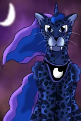 Size: 600x900 | Tagged: artist:crimsonmewtwo, big cat, derpibooru import, leopard, princess luna, safe, solo, species swap