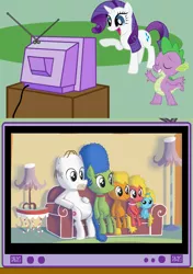 Size: 564x800 | Tagged: couch gag, derpibooru import, exploitable meme, meme, obligatory pony, ponified, rarity, safe, spike, the simpsons, tv meme