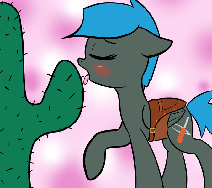 Size: 1000x888 | Tagged: suggestive, artist:whatsapokemon, derpibooru import, oc, oc:jade shine, unofficial characters only, pony, ask-jade-shine, bad idea, cactus, female, saguaro cactus, solo, solo female, this will end in pain, this will end in tears