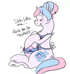 Size: 1817x1921 | Tagged: apron, artist:dolly, belly, blushing, clothes, derpibooru import, oc, oc:bundle joy, pregnant, safe, solo, unofficial characters only