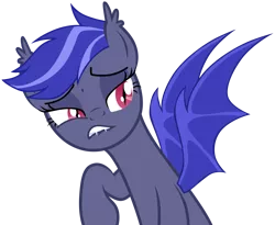 Size: 5000x4092 | Tagged: safe, artist:zee66, derpibooru import, oc, oc:night watch, unofficial characters only, bat pony, pony, absurd resolution, cringing, simple background, solo, transparent background, vector