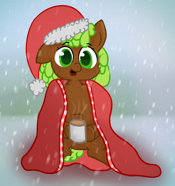 Size: 842x892 | Tagged: artist:coco, christmas, derpibooru import, oc, oc:oak bud, safe, snow, snowfall, solo, unofficial characters only