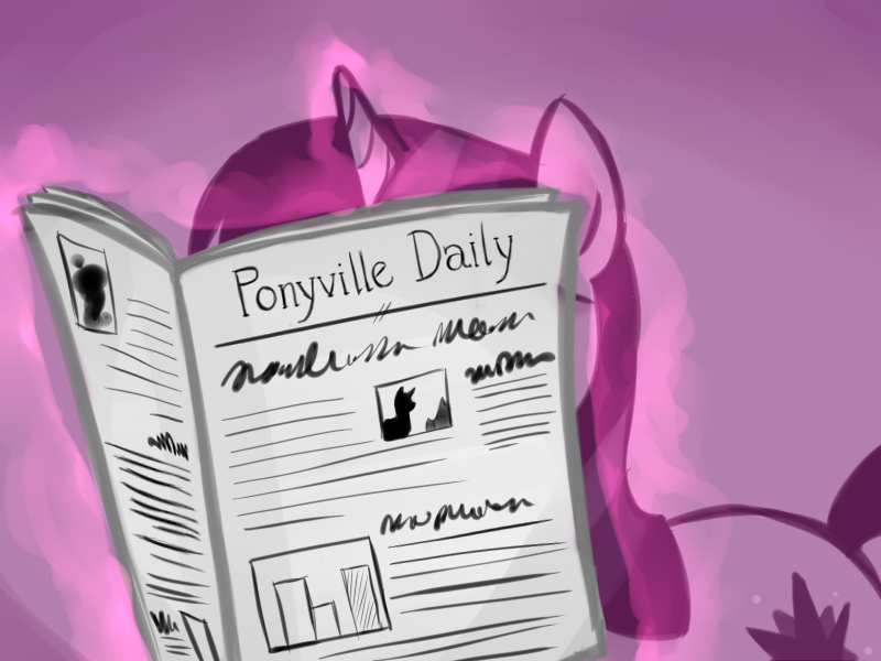 Size: 800x600 | Tagged: artist:xarakayx, derpibooru import, magic, newspaper, reading, safe, solo, twilight sparkle