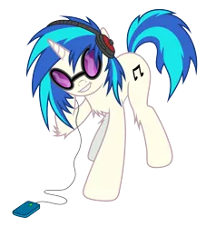 Size: 6000x6600 | Tagged: safe, artist:pikamander2, derpibooru import, vinyl scratch, pony, unicorn, absurd resolution, chest fluff, cutie mark, female, fluffy, hooves, horn, ipod, leg fluff, mare, mp3 player, music, simple background, smiling, solo, sunglasses, teeth, transparent background, vector