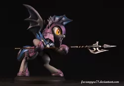 Size: 1000x697 | Tagged: safe, artist:frozenpyro71, derpibooru import, bat pony, pony, halberd, irl, night guard, photo, sculpture, solo, weapon