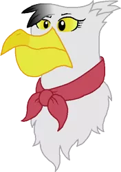 Size: 410x583 | Tagged: safe, artist:starryoak, derpibooru import, gustave le grande, gryphon, bust, neckerchief, rule 63, simple background, solo, transparent background