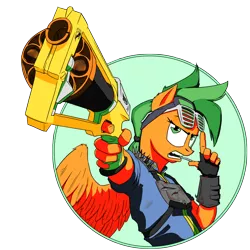 Size: 3100x3100 | Tagged: anthro, anthro oc, artist:captainhoers, derpibooru import, fallout equestria, fallout equestria: duck and cover, fanfic art, goggles, gun, nerf, nerf maverick, oc, oc:atom smasher, safe, shutter shades, solo, sunglasses, unofficial characters only