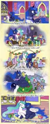 Size: 1200x2942 | Tagged: artist:muffinshire, boots, caroling, clothes, comic, derpibooru import, filly guides, glasses, hearth's warming, hospital, muffinshire is trying to murder us, oc, princess celestia, princess luna, safe, scarf, tag-a-long, thin mint