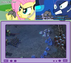 Size: 901x800 | Tagged: derpibooru import, exploitable meme, fluttershy, gamer luna, gamershy, marines, meme, obligatory pony, princess luna, safe, starcraft 2, traditional royal canterlot voice, tv meme, video game