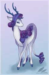 Size: 800x1227 | Tagged: artist:fallenzephyr, deer, derpibooru import, dracony, rarity, safe, solo, species swap