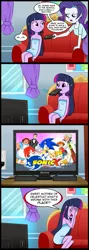 Size: 713x2000 | Tagged: safe, artist:madmax, derpibooru import, edit, rarity, twilight sparkle, equestria girls, 4kids, comic, crossover, exploitable meme, jetix, meme, obligatory pony, sonic the hedgehog, sonic the hedgehog (series), sonic x, television, tv meme, what's wrong with this place