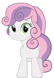 Size: 694x1000 | Tagged: safe, artist:php50, derpibooru import, sweetie belle, human head pony, equestria girls, freak, frown, head swap, looking at you, mutant, simple background, solo, transparent background, vector, wat, what has science done, wtf