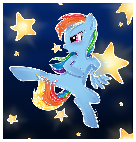 Size: 1024x1071 | Tagged: safe, artist:kayurita, derpibooru import, rainbow dash, solo, sparkles, stars