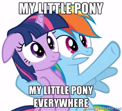 Size: 500x455 | Tagged: captain obvious, derpibooru import, exploitable meme, meme, memegenerator, rainbow dash, safe, twilight sparkle, x x everywhere