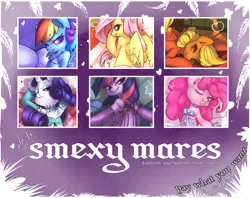 Size: 1740x1376 | Tagged: suggestive, artist:atryl, derpibooru import, applejack, fluttershy, pinkie pie, rainbow dash, rarity, twilight sparkle, twilight sparkle (alicorn), alicorn, earth pony, pegasus, pony, semi-anthro, unicorn, bra, clothes, colored eyelashes, female, lingerie, mane six, mare, on back, preview, rainbow lashes, smexy mares, underwear