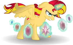 Size: 4877x3000 | Tagged: safe, artist:theshadowstone, derpibooru import, sunset shimmer, alicorn, pony, absurd resolution, alicornified, element of generosity, element of honesty, element of kindness, element of laughter, element of loyalty, element of magic, elements of harmony, magic, race swap, shimmercorn, simple background, solo, transparent background, vector