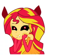 Size: 856x760 | Tagged: semi-grimdark, derpibooru import, sunset shimmer, equestria girls, creepypasta, devil, solo, zalgo