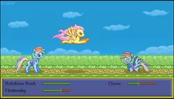 Size: 513x294 | Tagged: artist:tails200, crossover, derpibooru import, fluttershy, pixel art, rainbow dash, safe, tales of phantasia, tales of series, video game