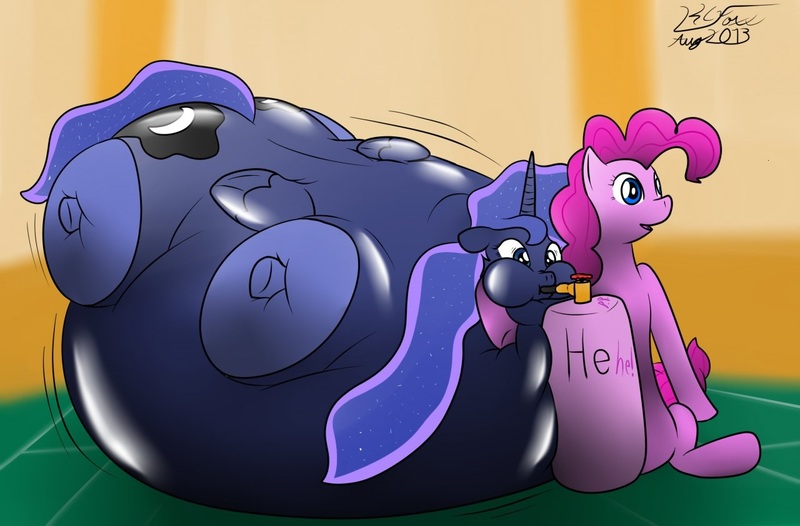 Size: 1280x841 | Tagged: artist:the-furry-railfan, balloon, derpibooru import, helium tank, inflation, pinkie pie, princess luna, questionable