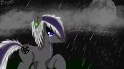 Size: 1920x1080 | Tagged: artist:mrs-ponylicious, crying, derpibooru import, moon, night, oc, piercing, rain, sad, safe, solo, unofficial characters only