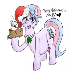 Size: 1937x1967 | Tagged: artist:dolly, artist:twizzle, belly, christmas, colored, derpibooru import, fruitcake, hat, holly, /mlp/, oc, oc:bundle joy, pregnant, safe, santa hat, solo, unofficial characters only