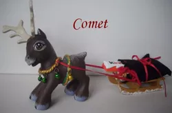 Size: 668x438 | Tagged: artist:berrymouse, comet, custom, deer, derpibooru import, g3, irl, photo, reindeer, safe, sleigh, solo, toy