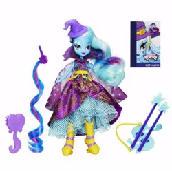 Size: 400x400 | Tagged: safe, derpibooru import, official, trixie, equestria girls, rainbow rocks, alternative cutie mark placement, box art, doll, double neck guitar, facial cutie mark, guitar, solo, toy