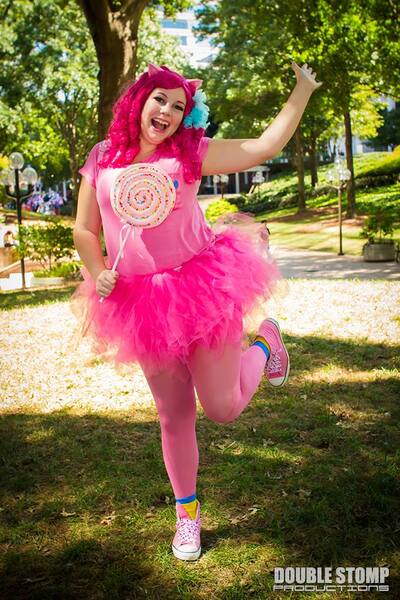 Size: 683x1024 | Tagged: safe, artist:kokoro yume cosplay, derpibooru import, pinkie pie, human, 2013, anime weekend atlanta, clothes, cosplay, dress, irl, irl human, lollipop, photo, solo, tutu