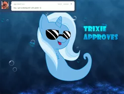 Size: 1058x800 | Tagged: safe, derpibooru import, trixie, pony, sea pony, unicorn, ask, female, mare, solo, tumblr, underwater