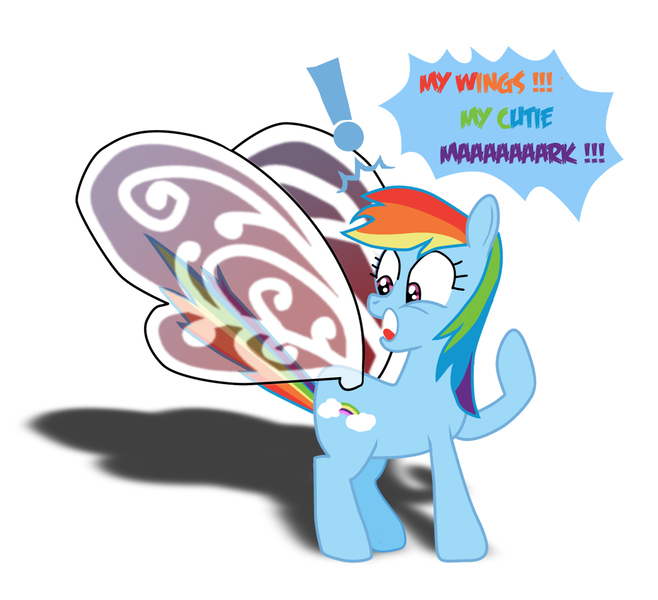 Size: 1096x1000 | Tagged: artificial wings, artist:rhanoa, augmented, derpibooru import, g3, glimmer wings, magic, magic wings, rainbow dash, rainbow dash always dresses in style, safe, solo, wings