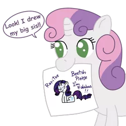 Size: 1000x1000 | Tagged: artist:seabastian, comic, derpibooru import, drawing, rarity, safe, sweetie belle