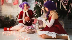 Size: 960x540 | Tagged: artist:chou-kou, artist:scentless-flower, christmas, cosplay, derpibooru import, human, irl, irl human, photo, rarity, safe, sweetie belle