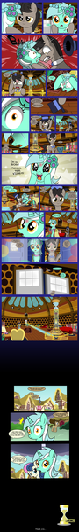 Size: 1800x12018 | Tagged: artist:edowaado, bon bon, comic, derpibooru import, doctor who, doctor whooves, headbutt, lyra heartstrings, safe, sweetie drops, tardis, time turner