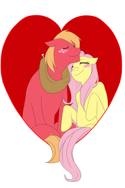 Size: 1200x1800 | Tagged: safe, artist:etrnlpeace, derpibooru import, big macintosh, fluttershy, earth pony, pony, fluttermac, heart, male, shipping, stallion, straight